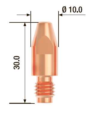 Fubag Контактный наконечник M8х30 мм ECU D=1.4 мм  (25 шт.) FB.CTM8.30-14 Аксессуары к горелкам TIG, MIG/MAG фото, изображение