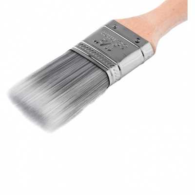 Кисть плоская 1.5", мягкая платиновая искусственная щетина, деревянная ручка Кисти плоские фото, изображение