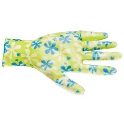 Перчатки садовые из полиэстера с нитрильным обливом, зеленые, S Palisad Садовые перчатки фото, изображение