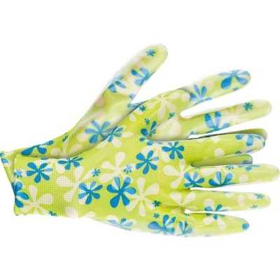 Перчатки садовые из полиэстера с нитрильным обливом, зеленые, L Palisad Садовые перчатки фото, изображение