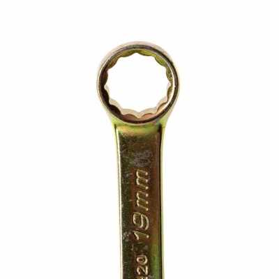 Ключ комбинированный, 19 мм, желтый цинк Сибртех Ключи комбинированные фото, изображение